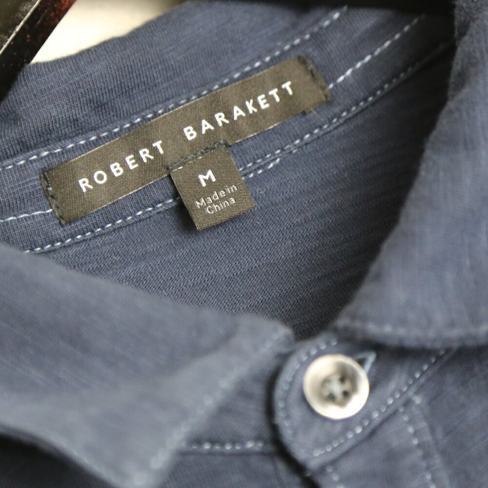 Robert Barakett Dunlevy Cotton Polo Navy Blue Collared Shirt Men's Size Medium - Picture 3 of 7